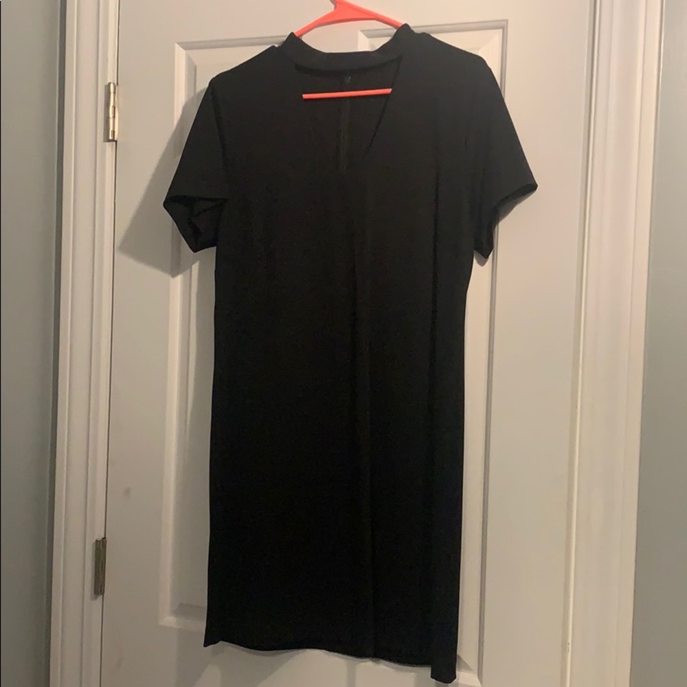 Black choker neck dress